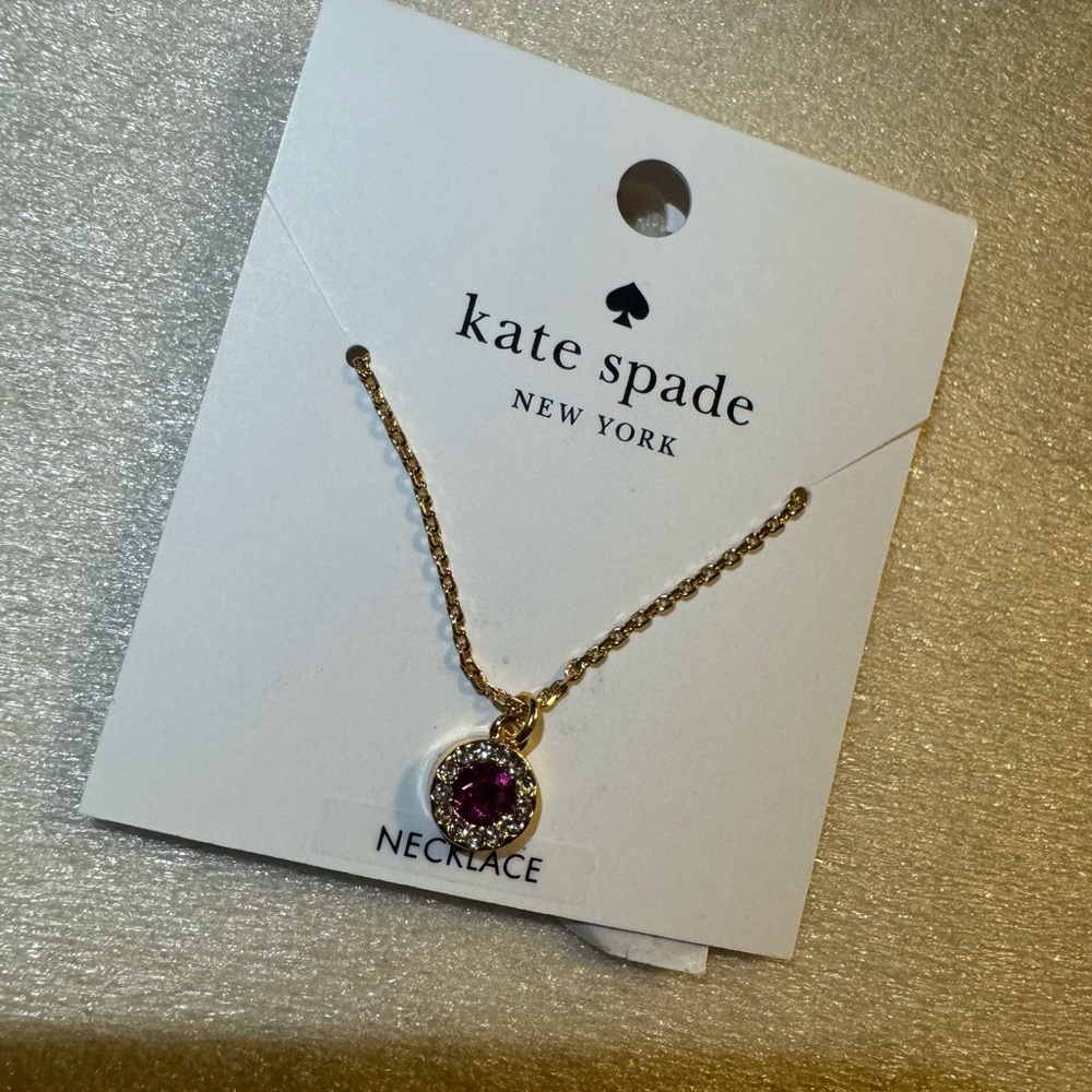 Kate Spade Gold Necklace with Fuchsia Pendant